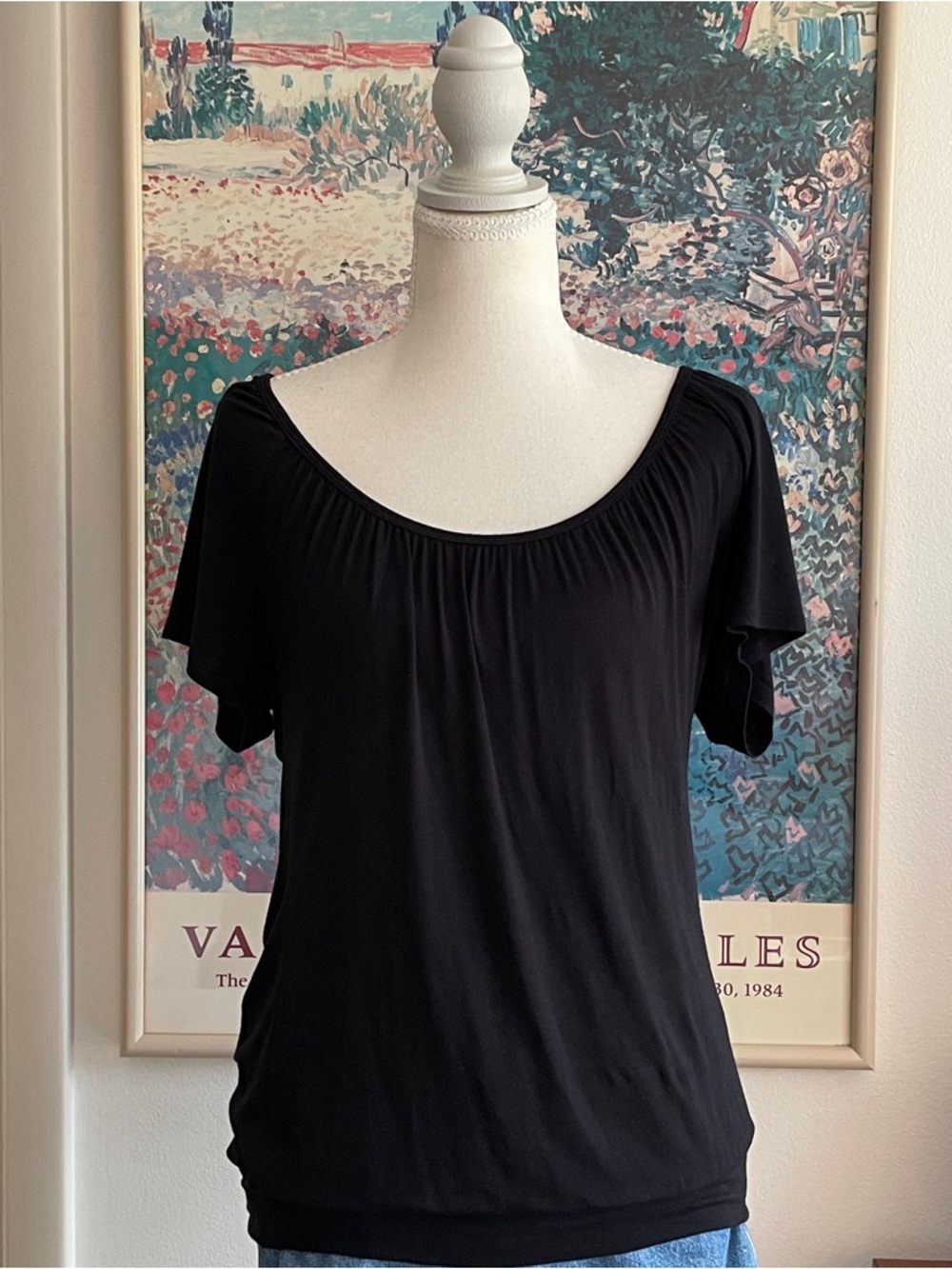 Vintage Y2K Rebecca Beeson Black Off The Shoulder Scoop Neck Top S Minimalist